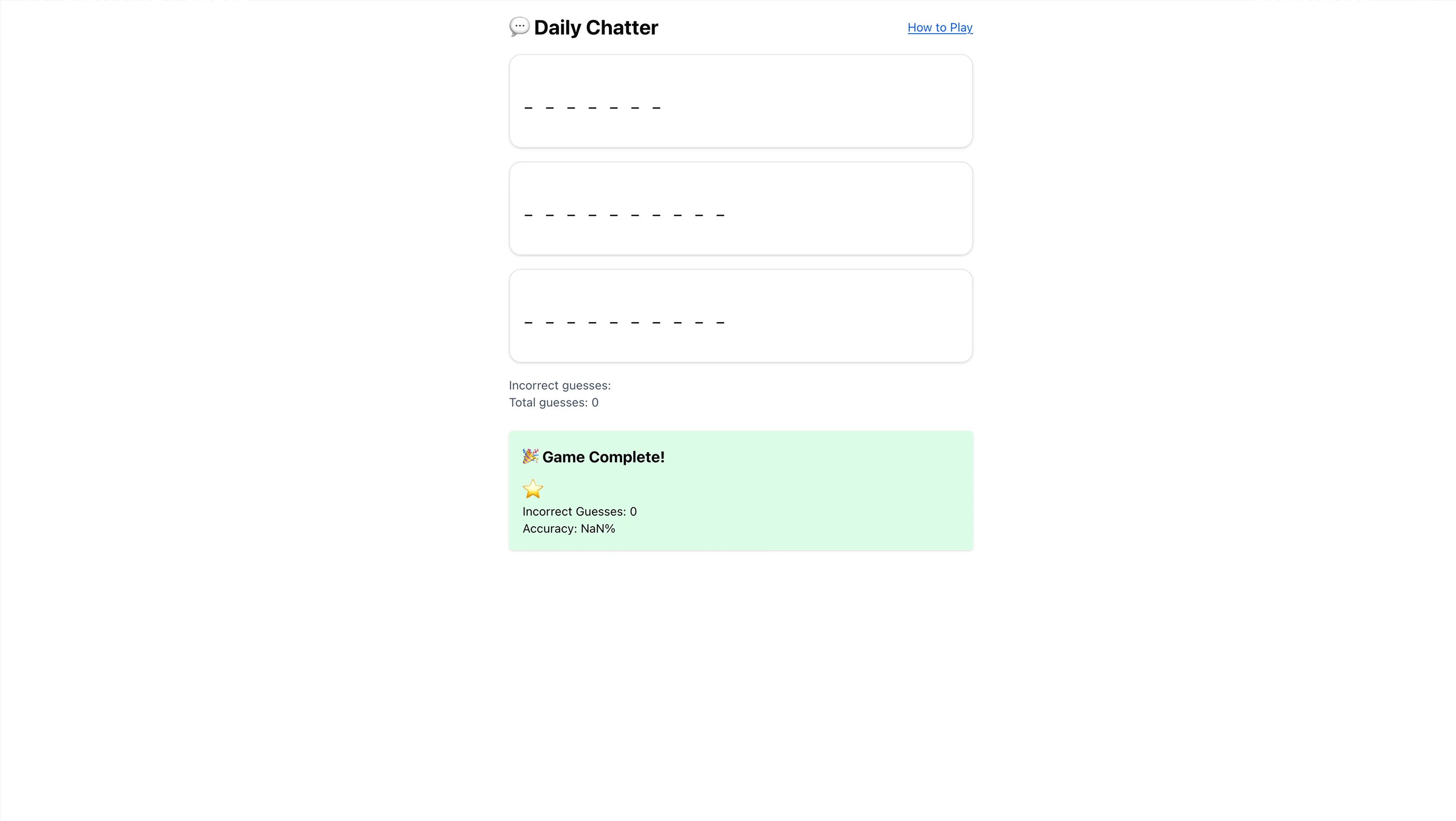 Daily Chatter Game
