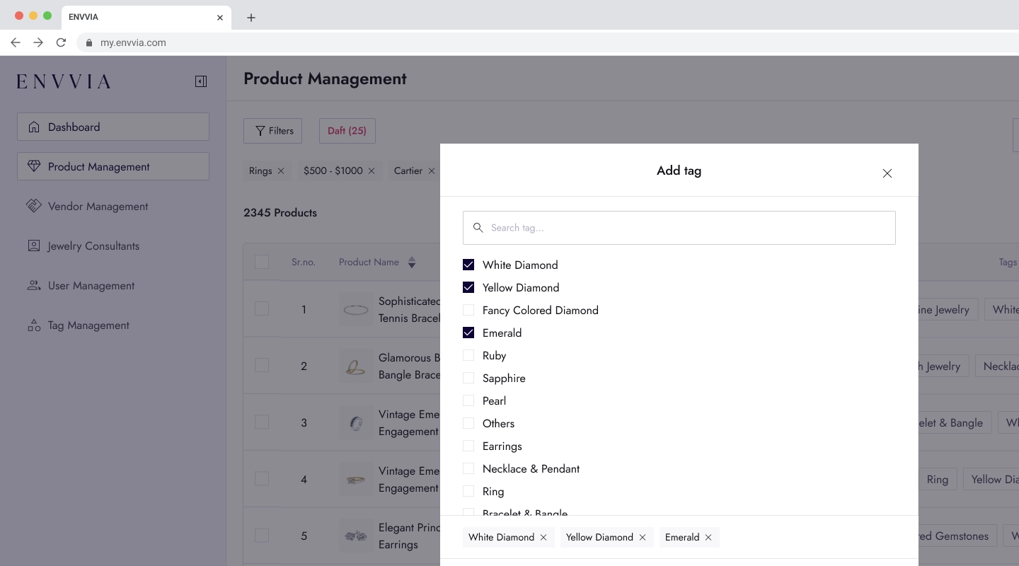 Screenshot: Admin Tag Management