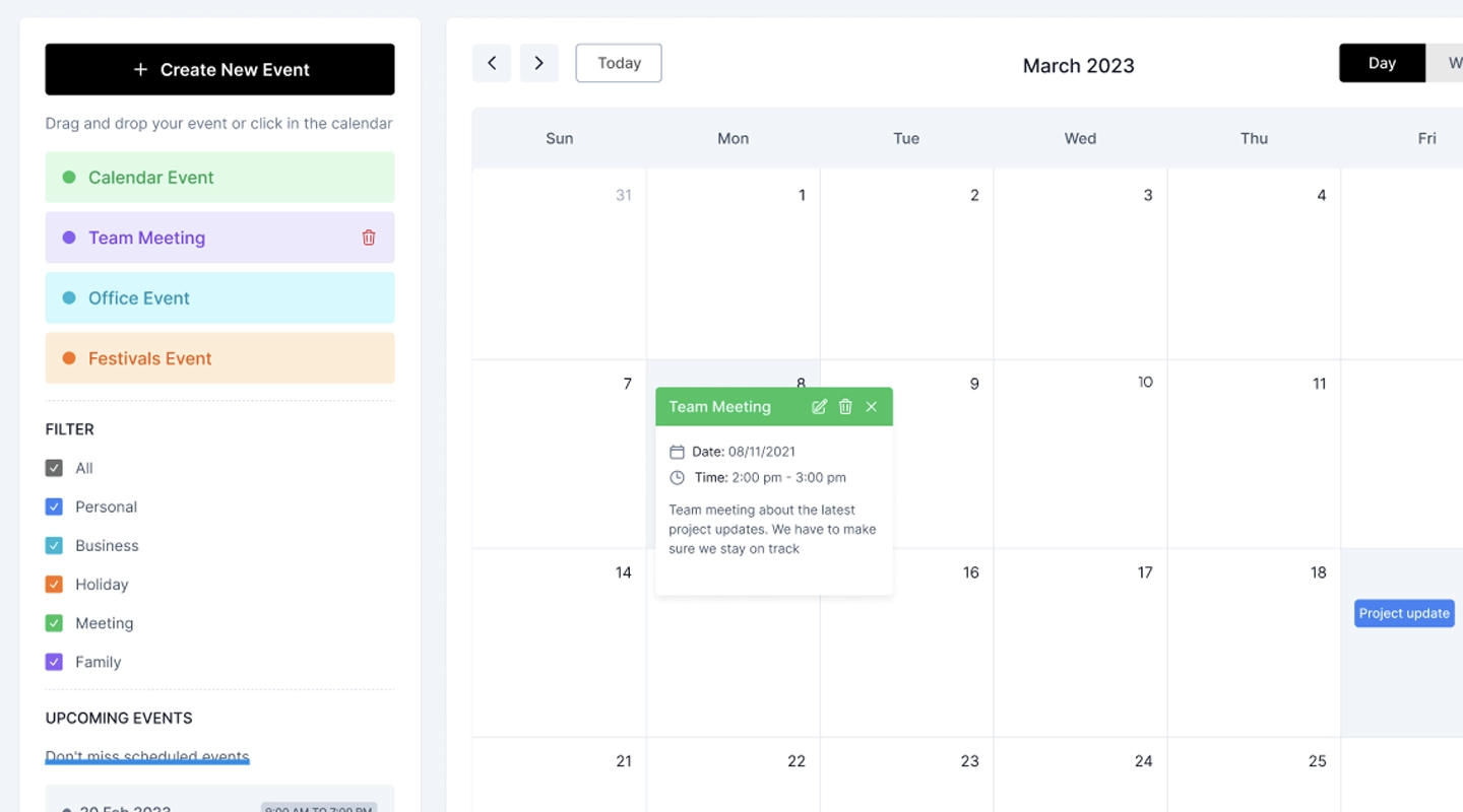 Screenshot: Calendar